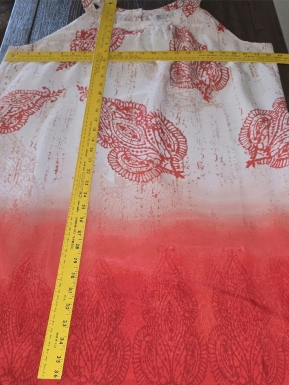 Chico's Sz. Xlarge Coral/white Paisley Halter Dress - Picture 8 of 9
